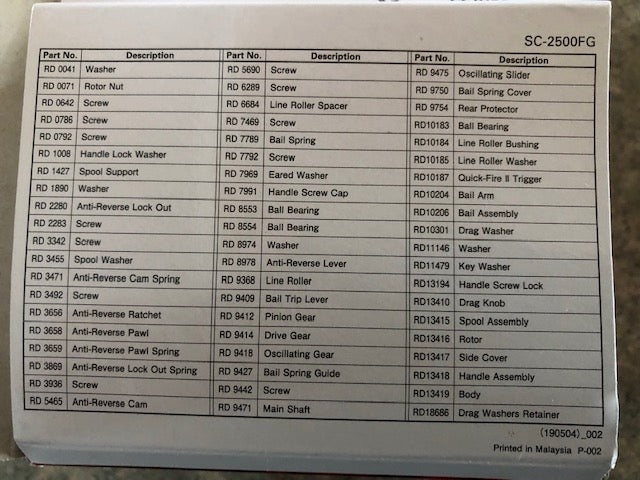 Shimano Syncopate SC-2500FG Spinning Quick Fire Fishing Reel -Front Drag Control