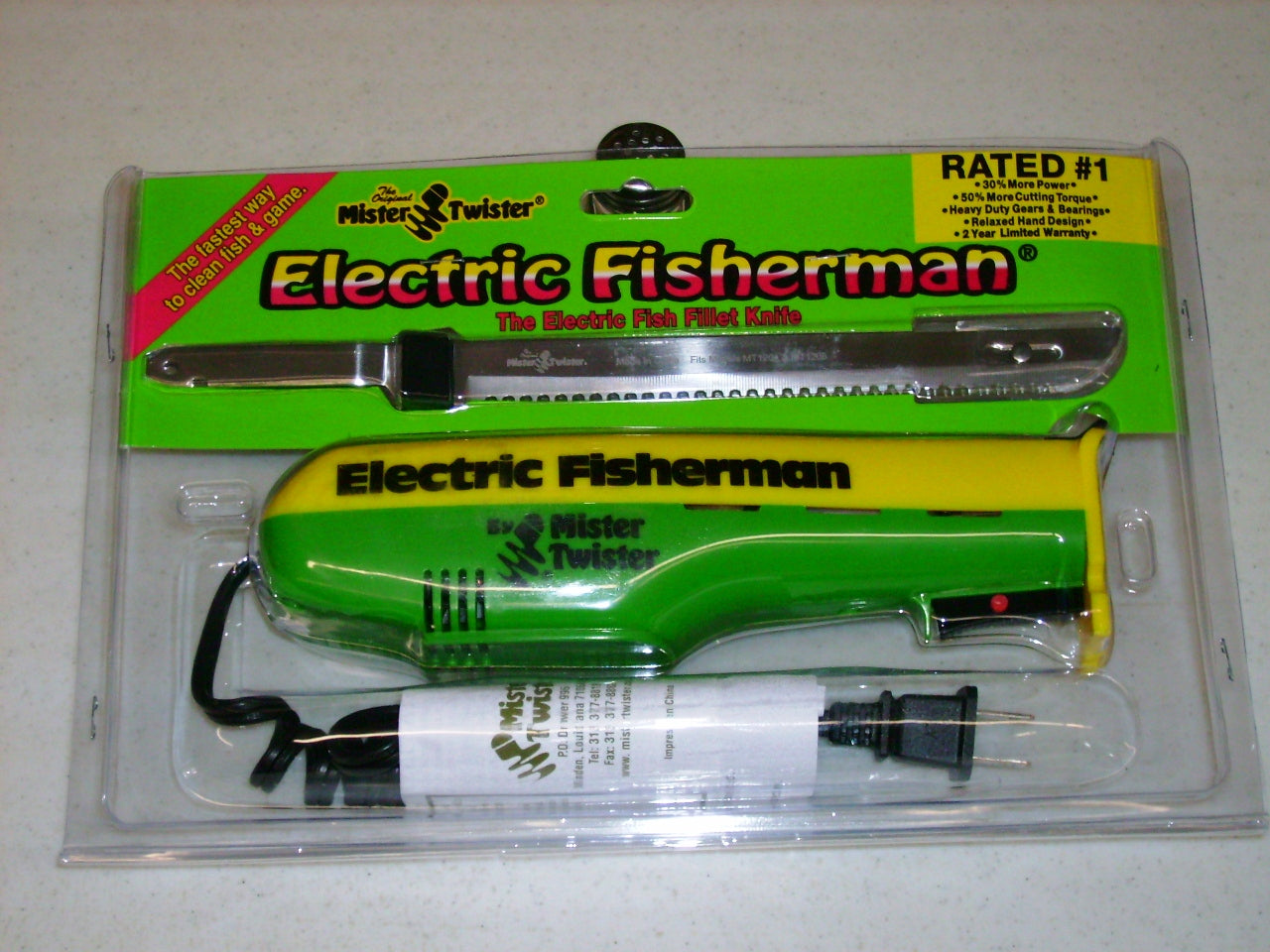 Mister Twister Electric Fisherman Fish Fillet Knife Stainless MT