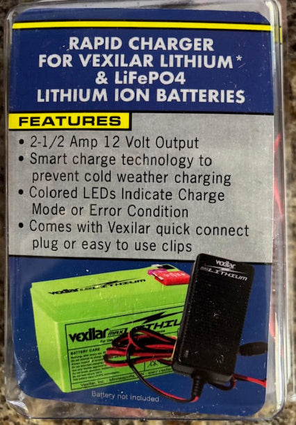 Vexilar V-420L Rapid 2.5amp 12v Charger For Lithium Batteries