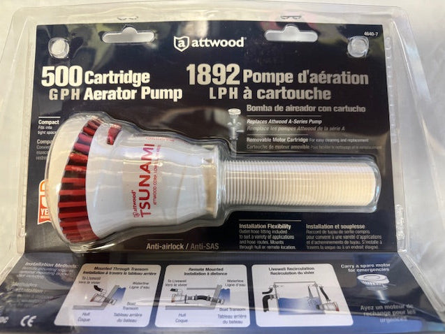 Attwood Aerator Live Well Pump 800 or 500 GPH