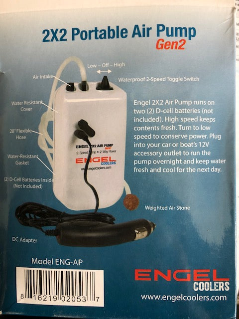 Engel Coolers ENG-AP Portable Live Bait 2 Speed Aerator Pump Kit & 12V Adapter Gen2