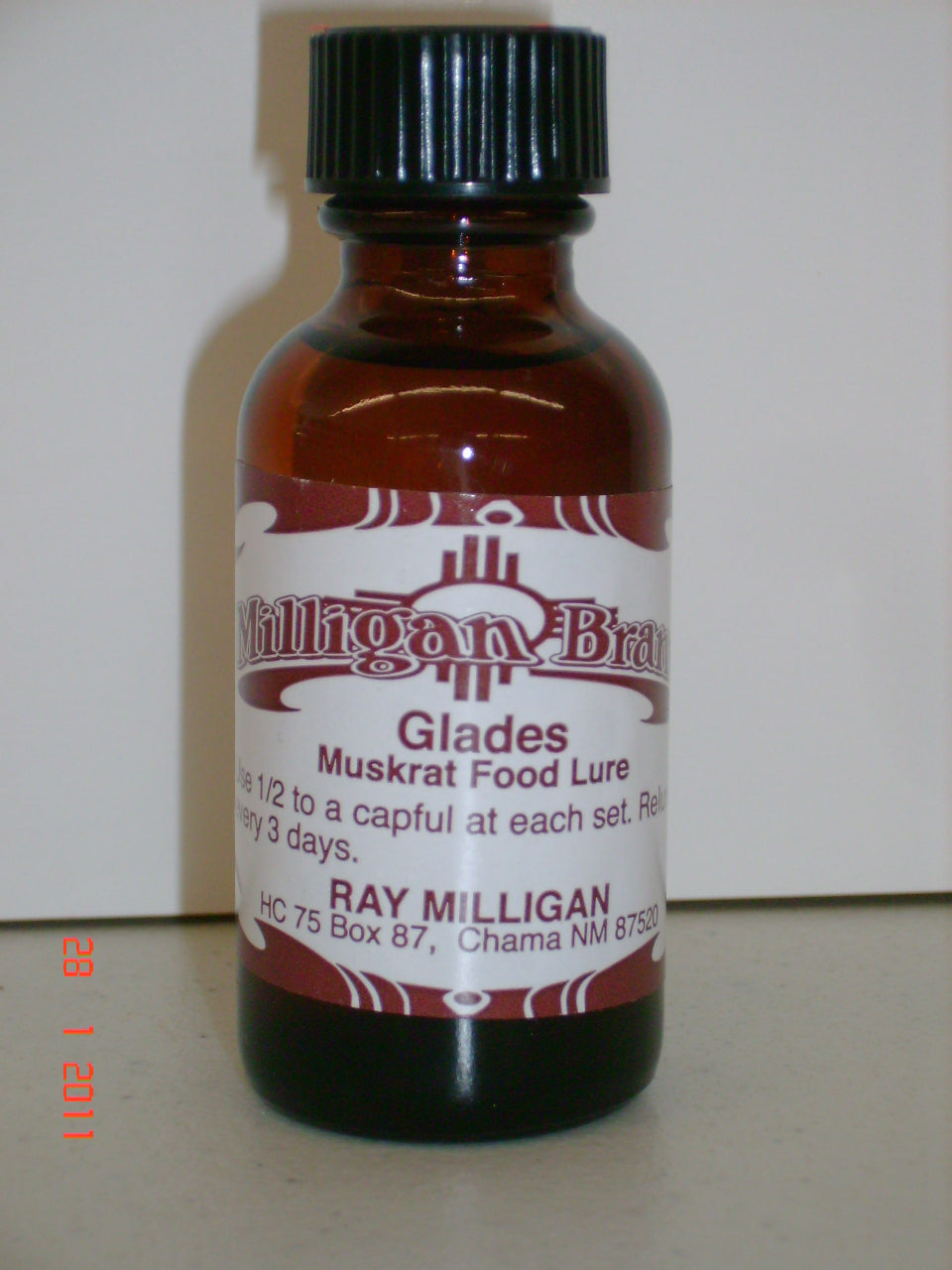 Milligan Brand Glades 1oz. Bottle Muskrat lure