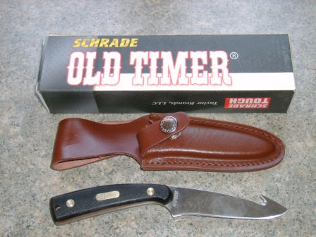 Schrade Old Timer 1580OT Guthook Skinner Knife with Sheath