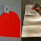 Blaze Orange Stocking Hat / Blaze Orange Beanie Cap / White Thinsulate Stocking Hat